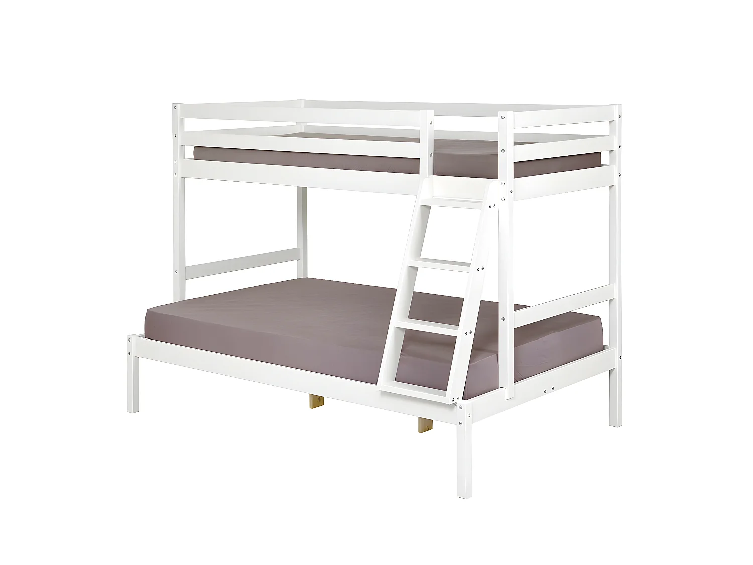 Pack lit superposé avec 2 matelas 140x190 cm bois massif blanc JULIAN