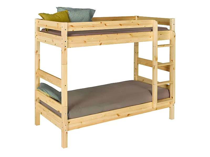 Lit superposé séparable 80x190 cm bois massif bois naturel AARON