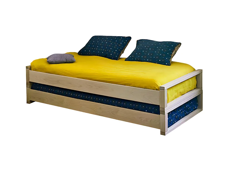 Lit gigogne 90x200cm bois massif bois POKA