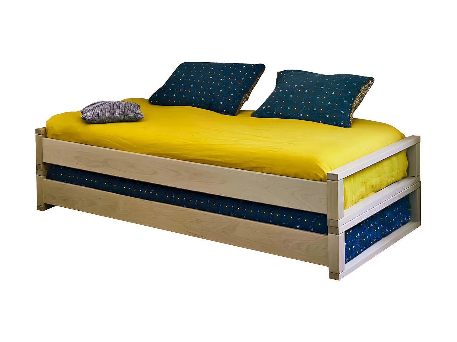 Lit gigogne 90x200cm bois massif bois POKA