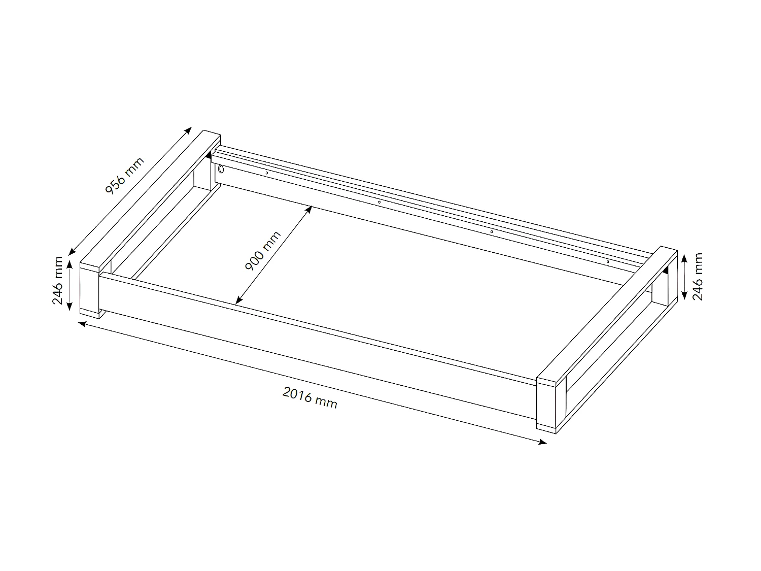 Lit gigogne 90x200cm bois massif bois POKA