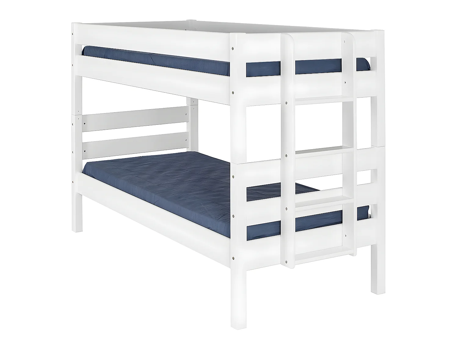 Pack lit superposé bas avec 2 matelas 90x190 cm bois massif blanc ANIBA