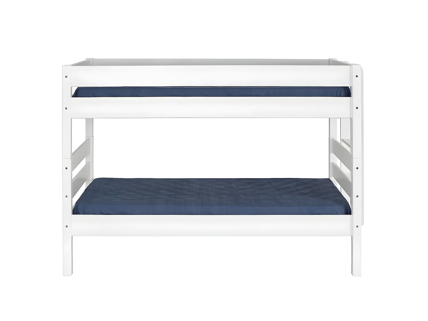 Pack lit superposé bas avec 2 matelas 90x190 cm bois massif blanc ANIBA