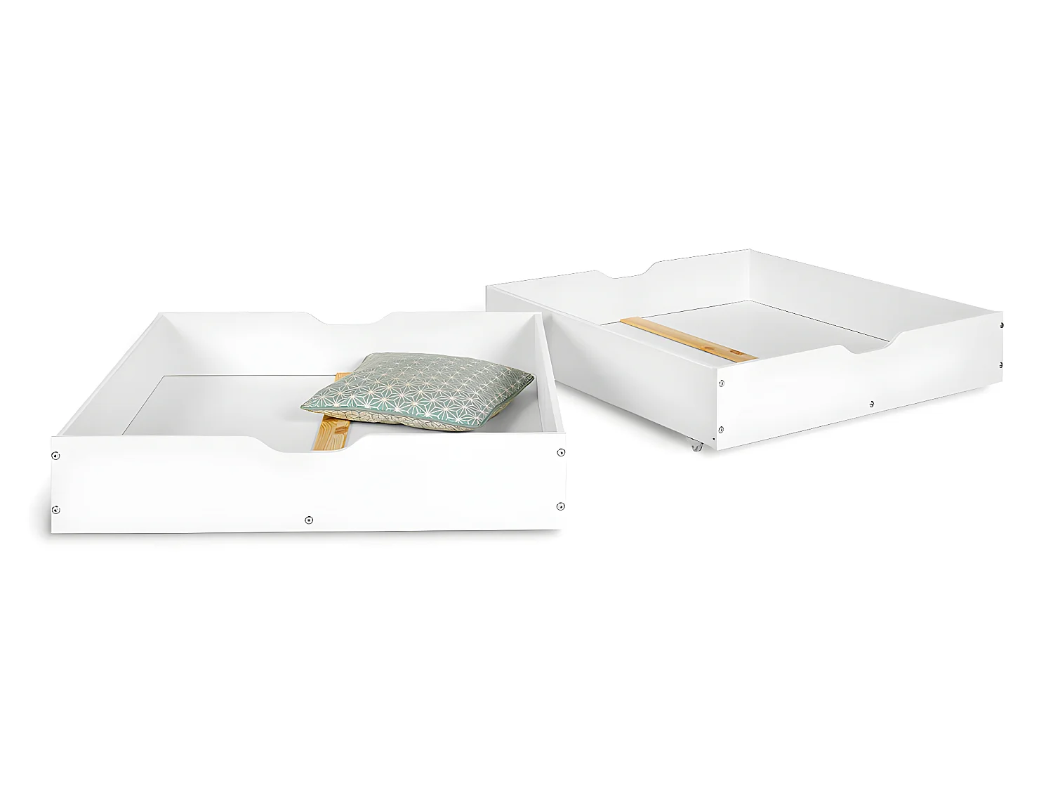 Pack lit superposé séparable avec tiroirs et 2 matelas 80x190 cm bois massif blanc AARON