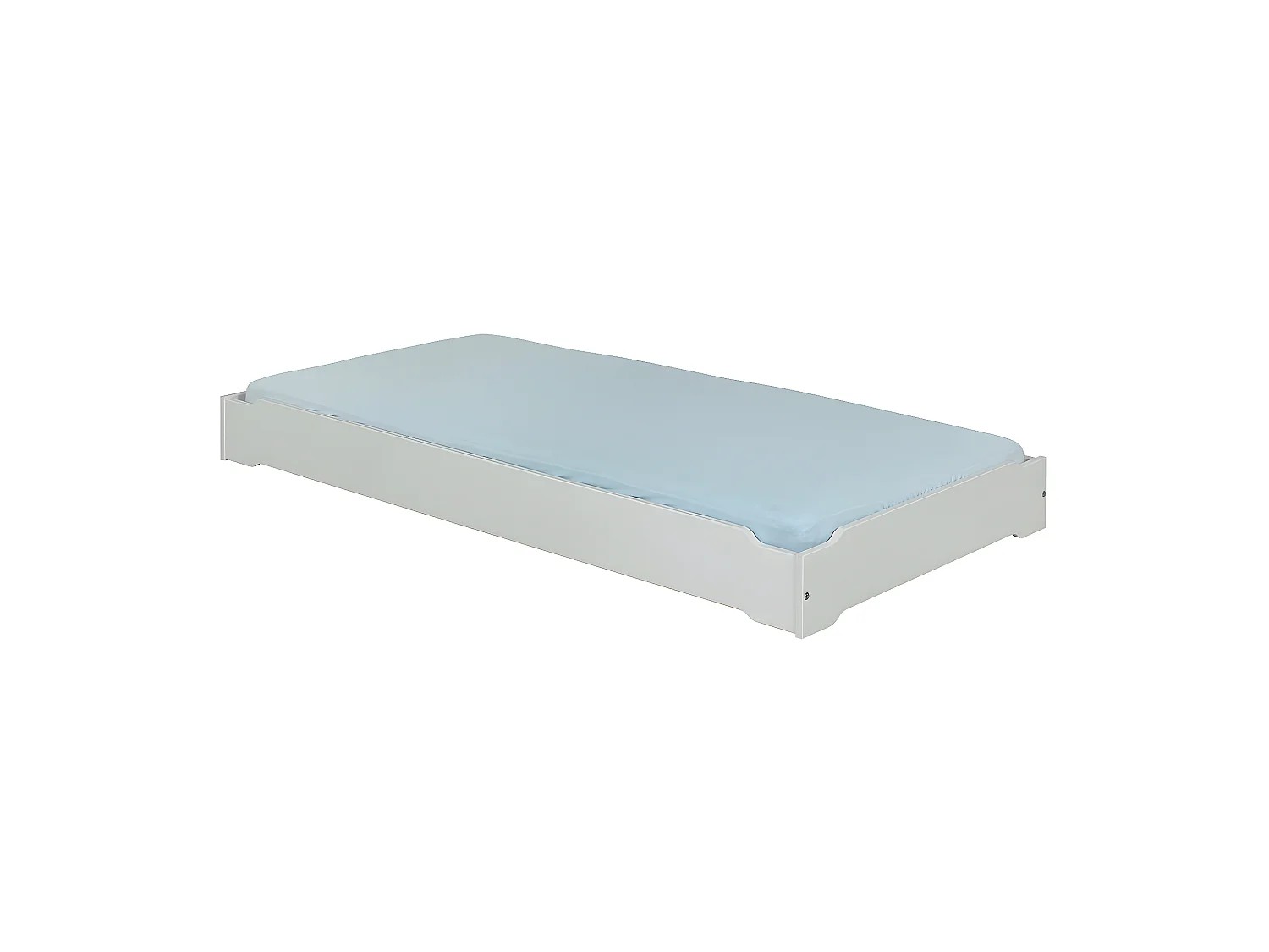 Lit empilable avec matelas 90x190 cm bois massif gris JELLY