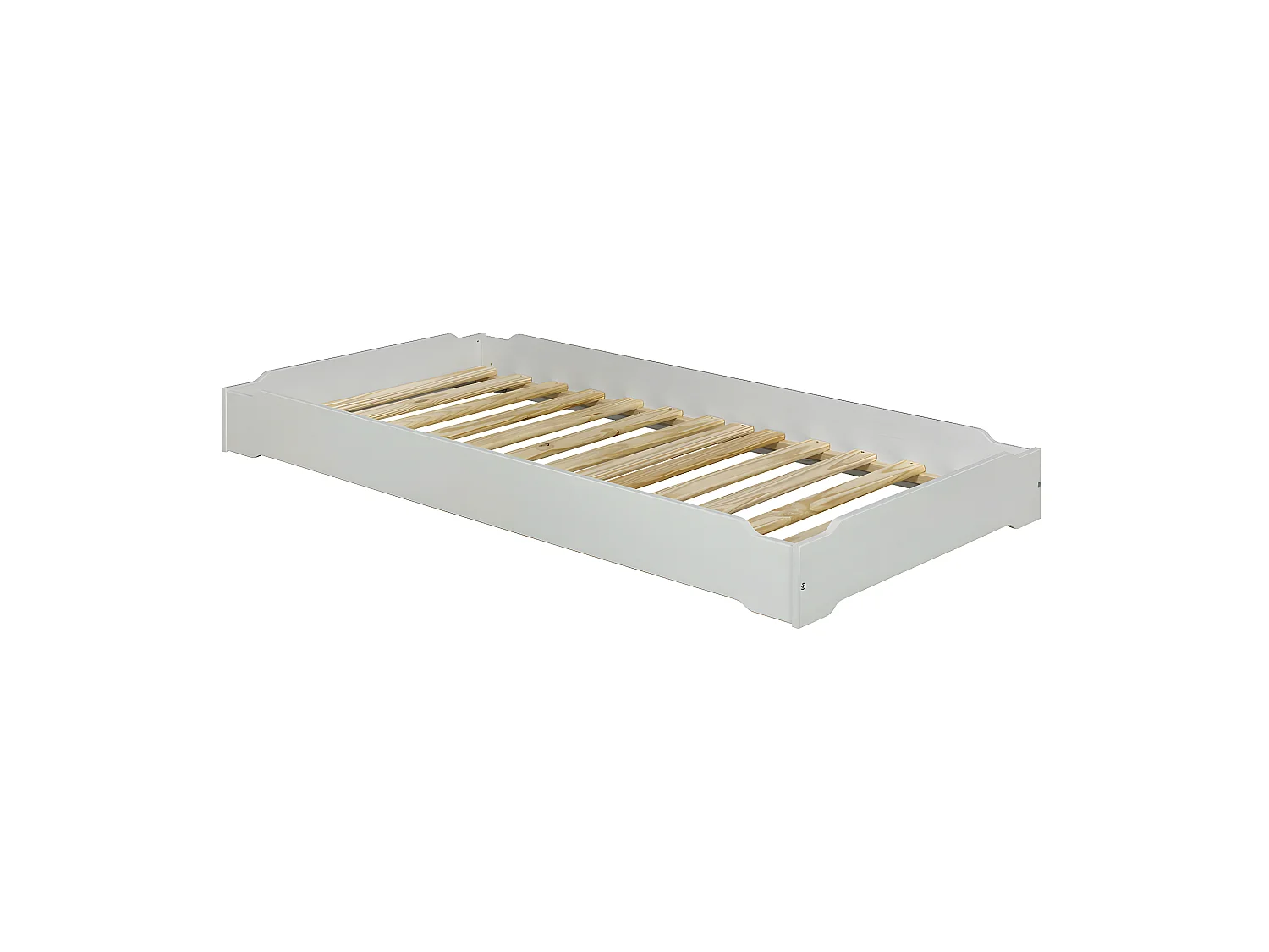 Lit empilable avec matelas 90x190 cm bois massif gris JELLY