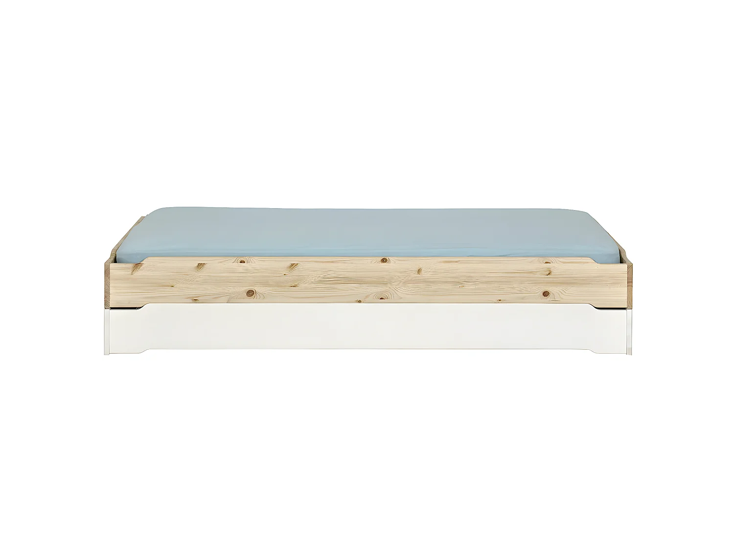 Lit empilable avec matelas 90x190 cm bois massif gris JELLY