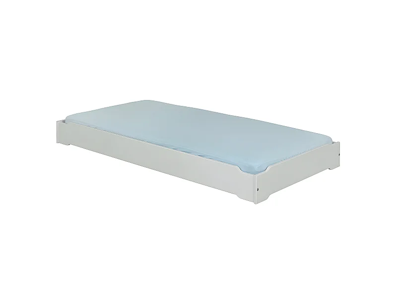 Lit empilable avec matelas 90x190 cm bois massif gris JELLY