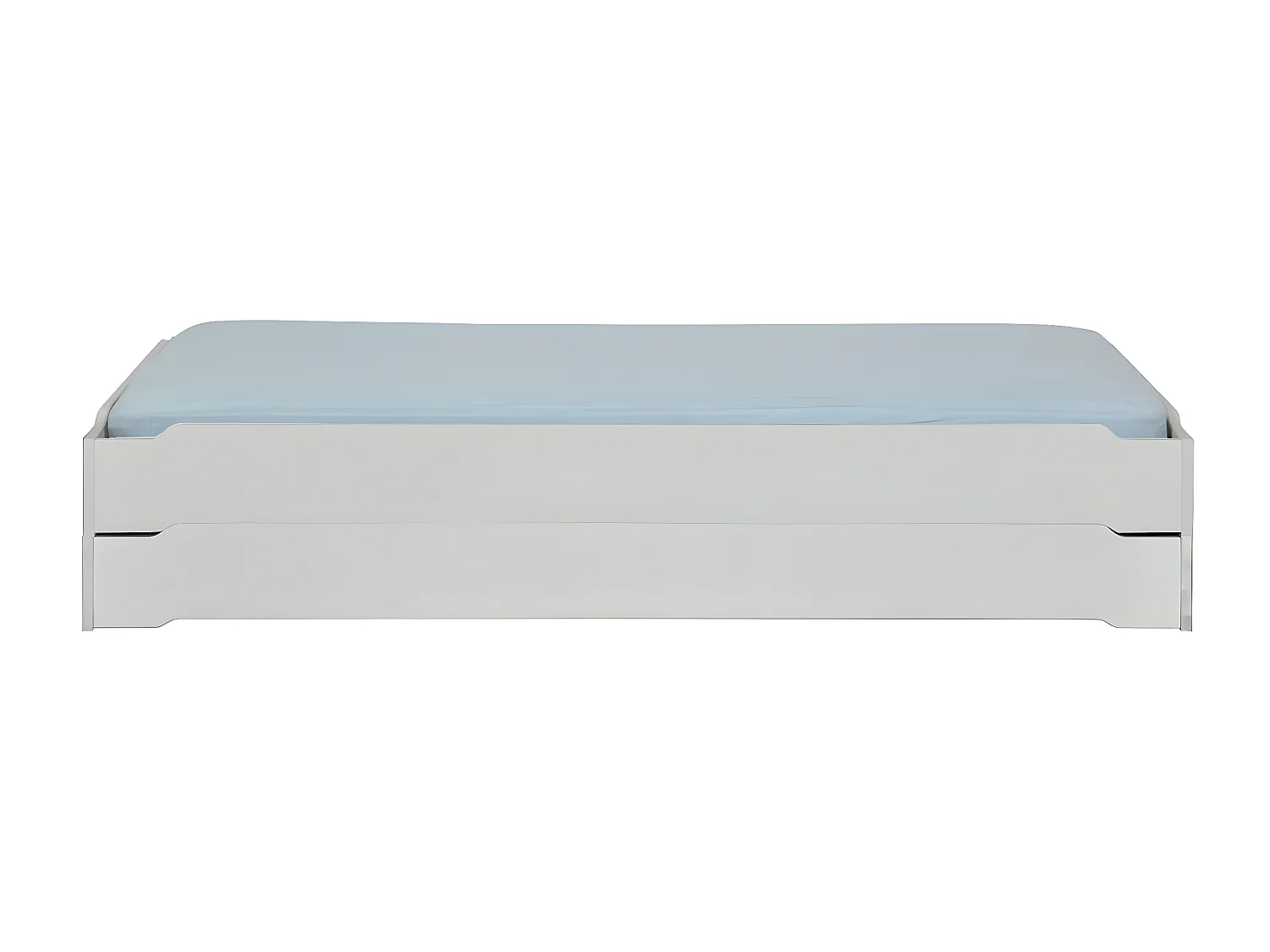Pack 2 lits empilables et 2 matelas 90x190 cm bois massif gris JELLY