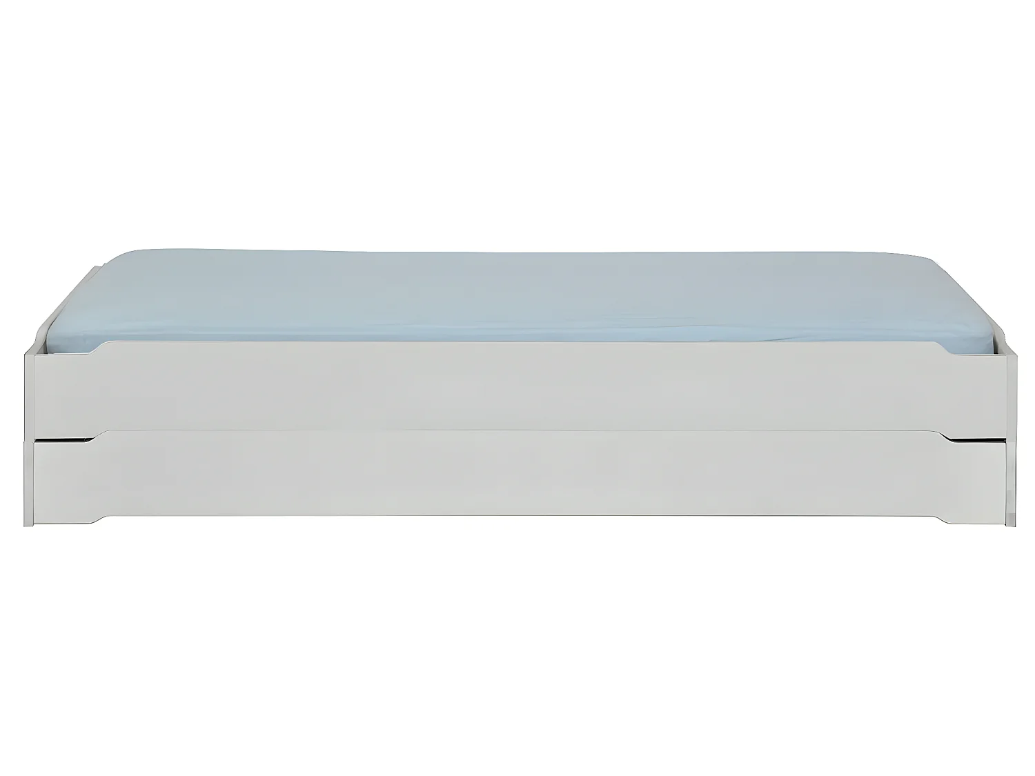 Pack 2 lits empilables et 2 matelas 90x190 cm bois massif gris JELLY