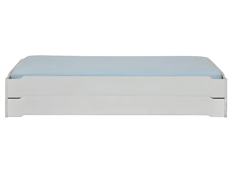 Pack 2 lits empilables et 2 matelas 90x190 cm bois massif gris JELLY