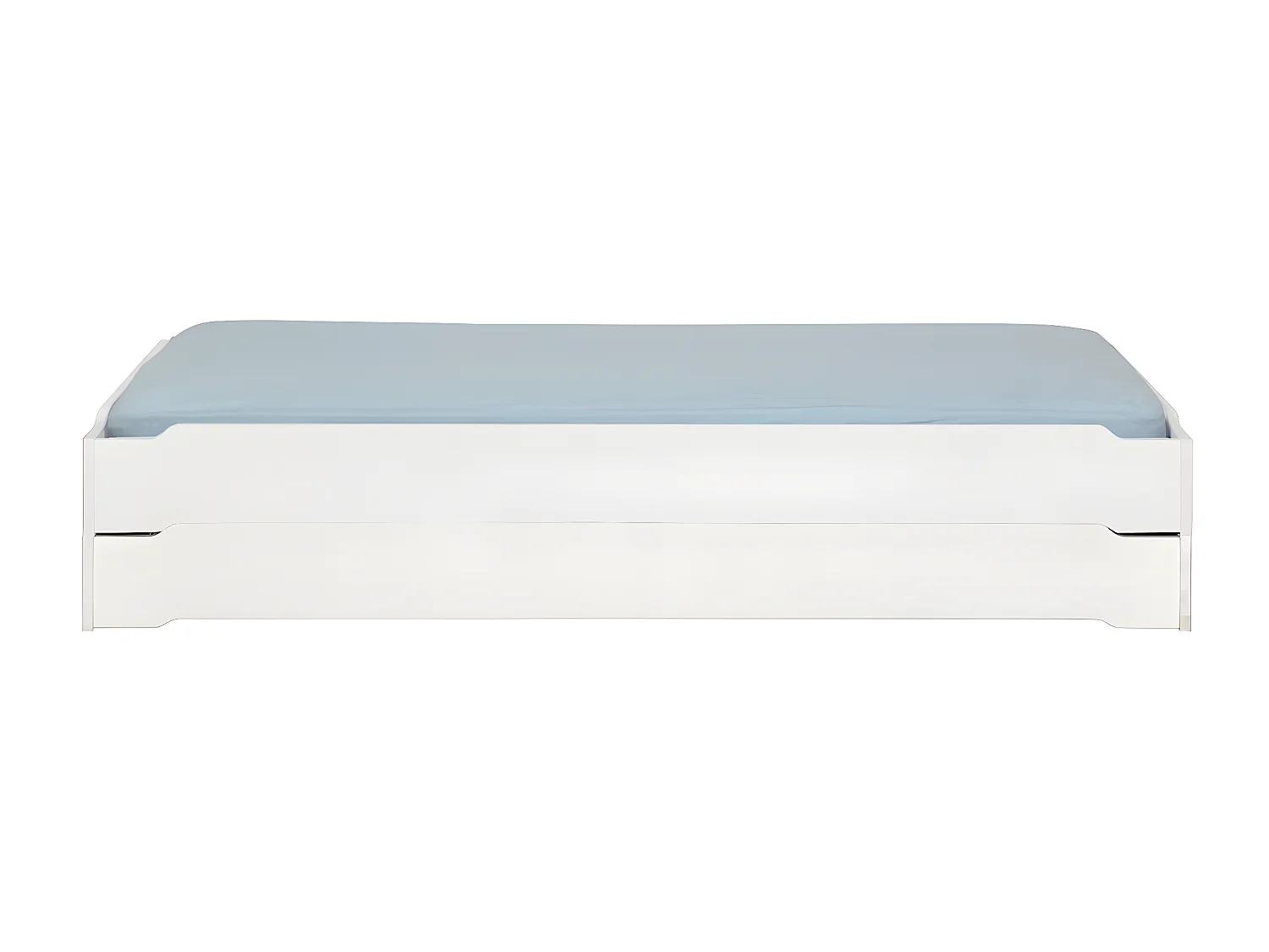 Pack 2 lits empilables et 2 matelas 90x190 cm bois massif blanc JELLY