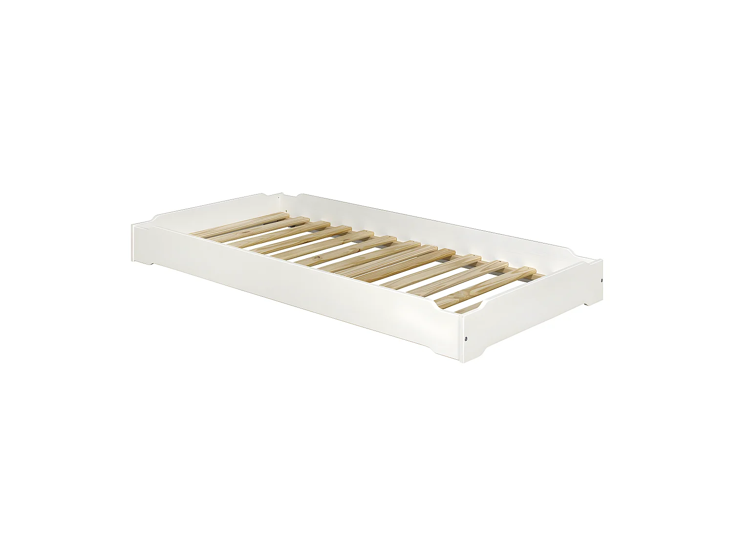 Pack 2 lits empilables et 2 matelas 90x190 cm bois massif blanc JELLY