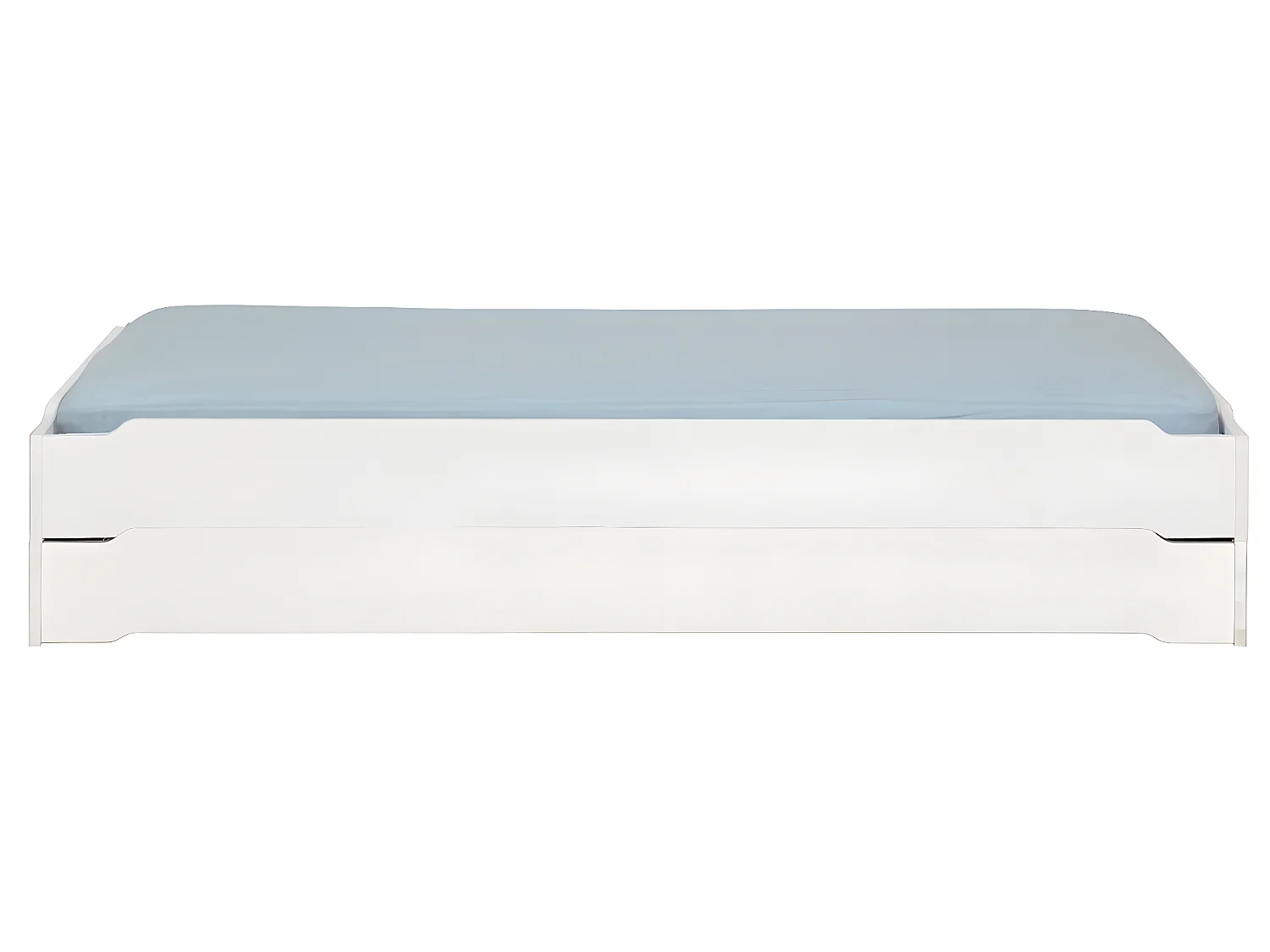 Pack 2 lits empilables et 2 matelas 90x190 cm bois massif blanc JELLY