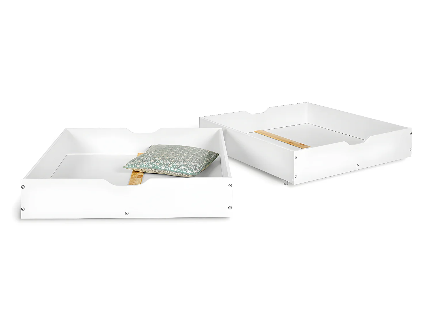 Pack lit superposé séparable avec tiroirs et 2 matelas 90x190 cm bois massif blanc AARON