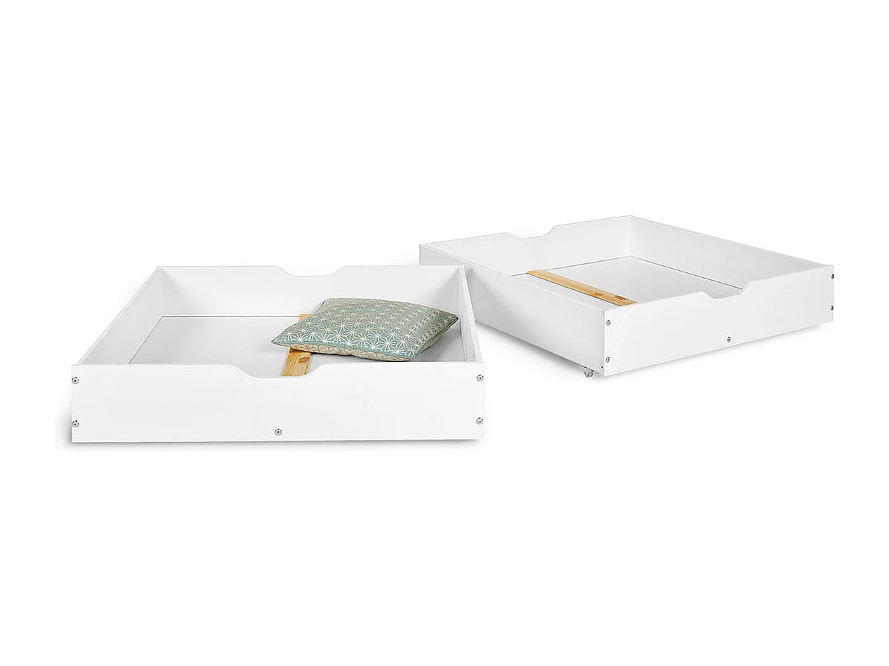 Pack lit superposé séparable avec tiroirs et 2 matelas 90x190 cm bois massif blanc AARON