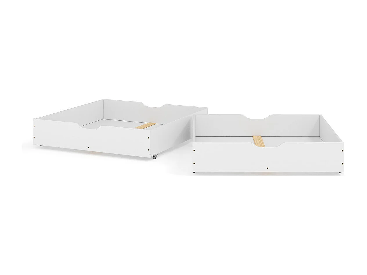 Pack lit superposé séparable avec tiroirs et 2 matelas 90x190 cm bois massif blanc AARON