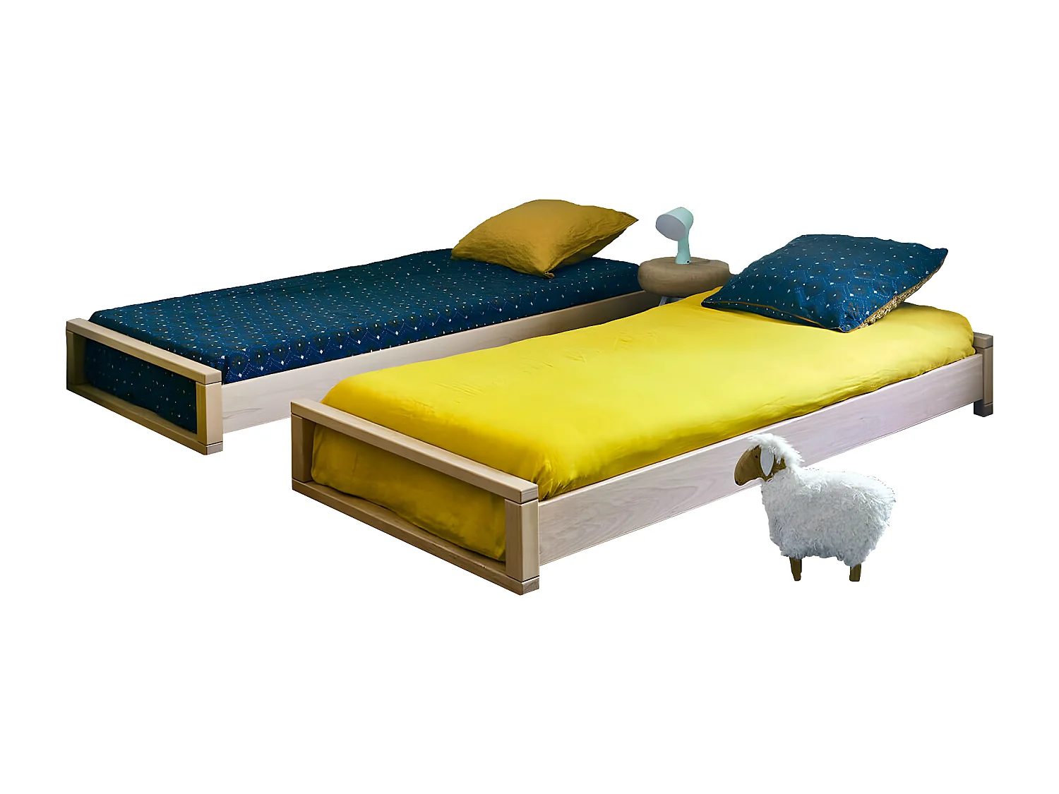 Lit gigogne 90x190 cm bois massif bois POKA