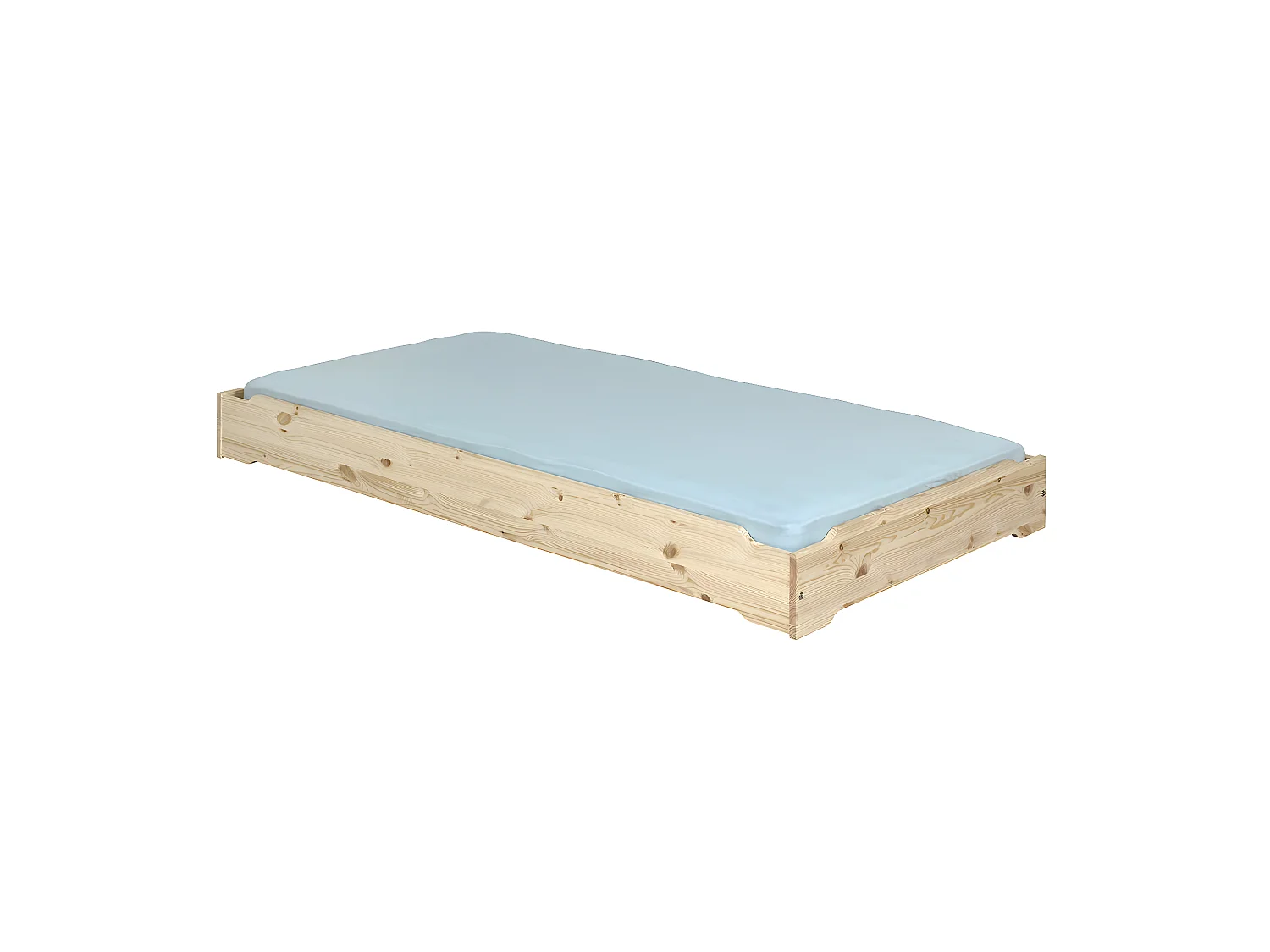 Lit empilable avec matelas 90x190 cm bois massif bois naturel JELLY