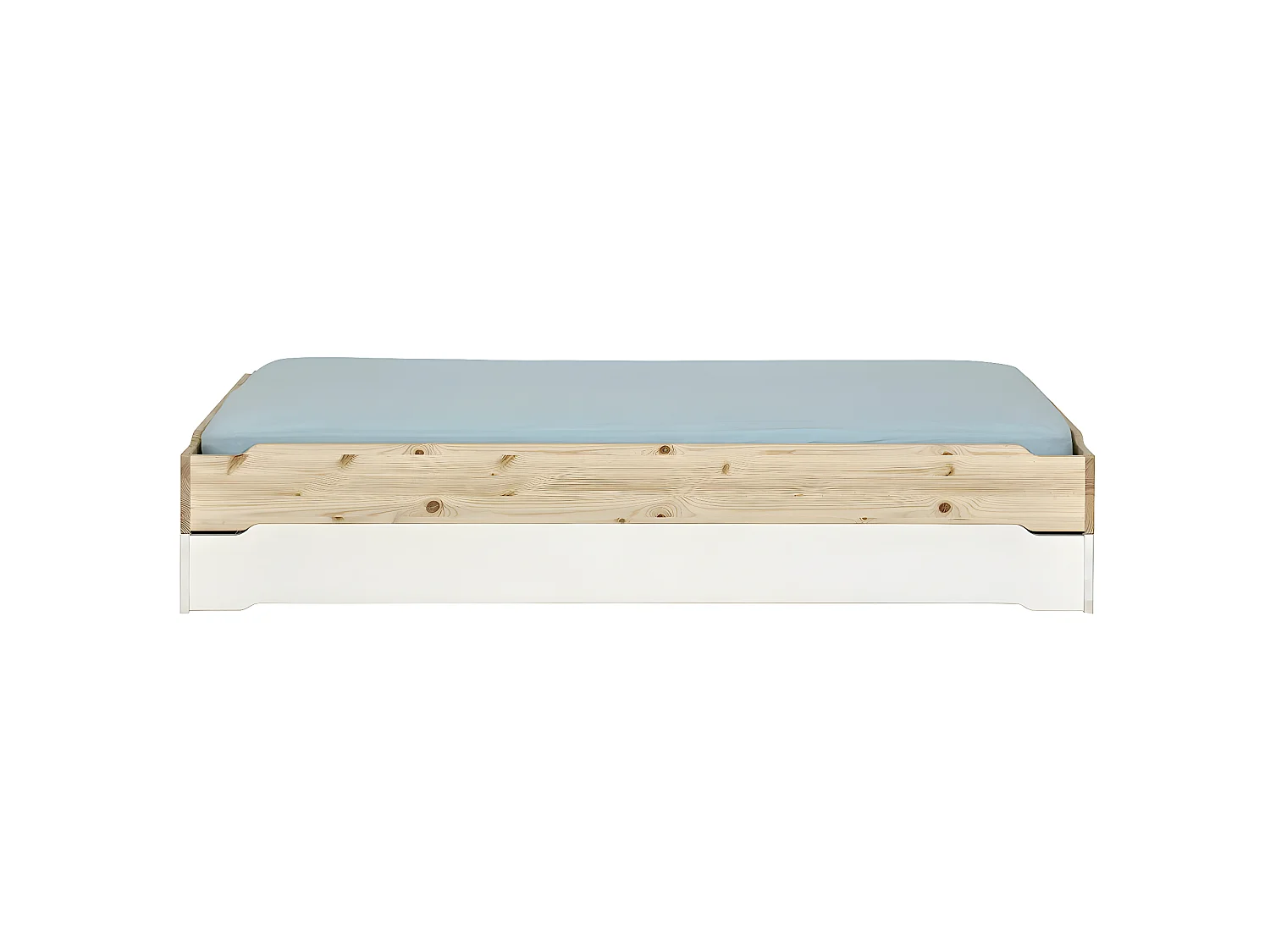 Lit empilable avec matelas 90x190 cm bois massif bois naturel JELLY