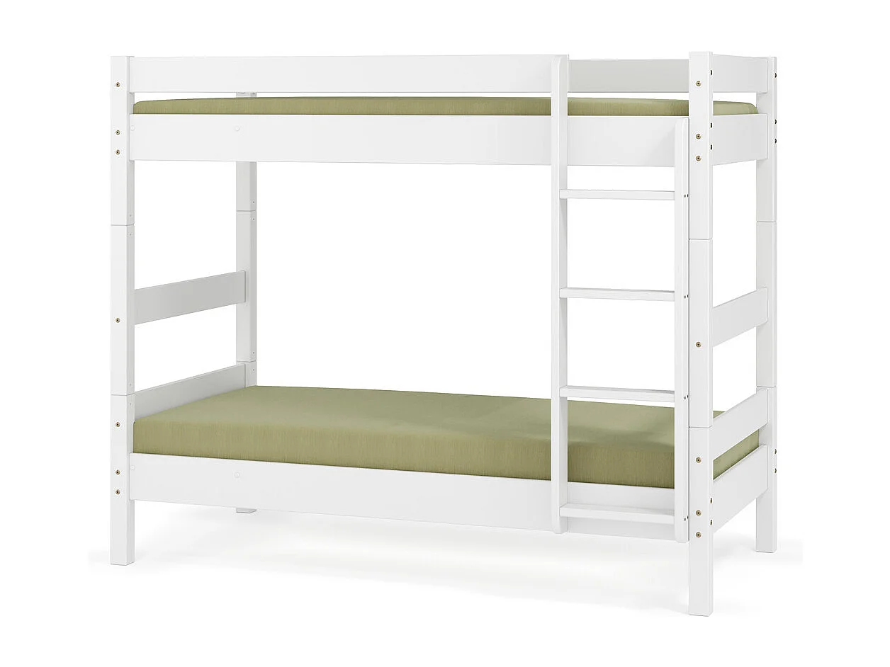 Pack lit superposé séparable avec 2 matelas 90x190 cm bois massif blanc AARON
