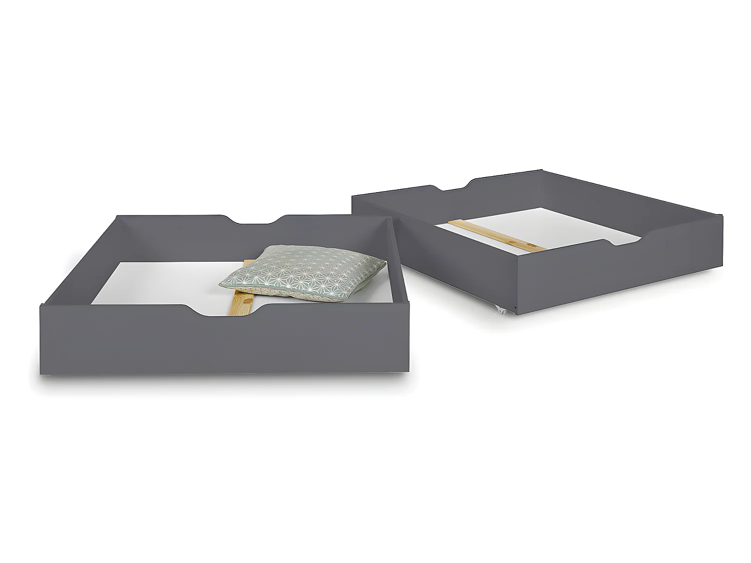 Pack lit superposé séparable avec tiroirs 90x190 cm bois massif anthracite AARON