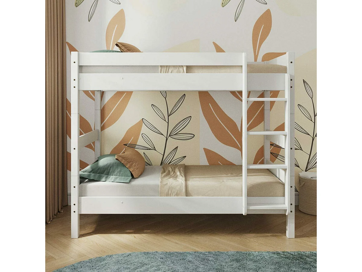 Lit superposé séparable 90x190 cm bois massif blanc AARON