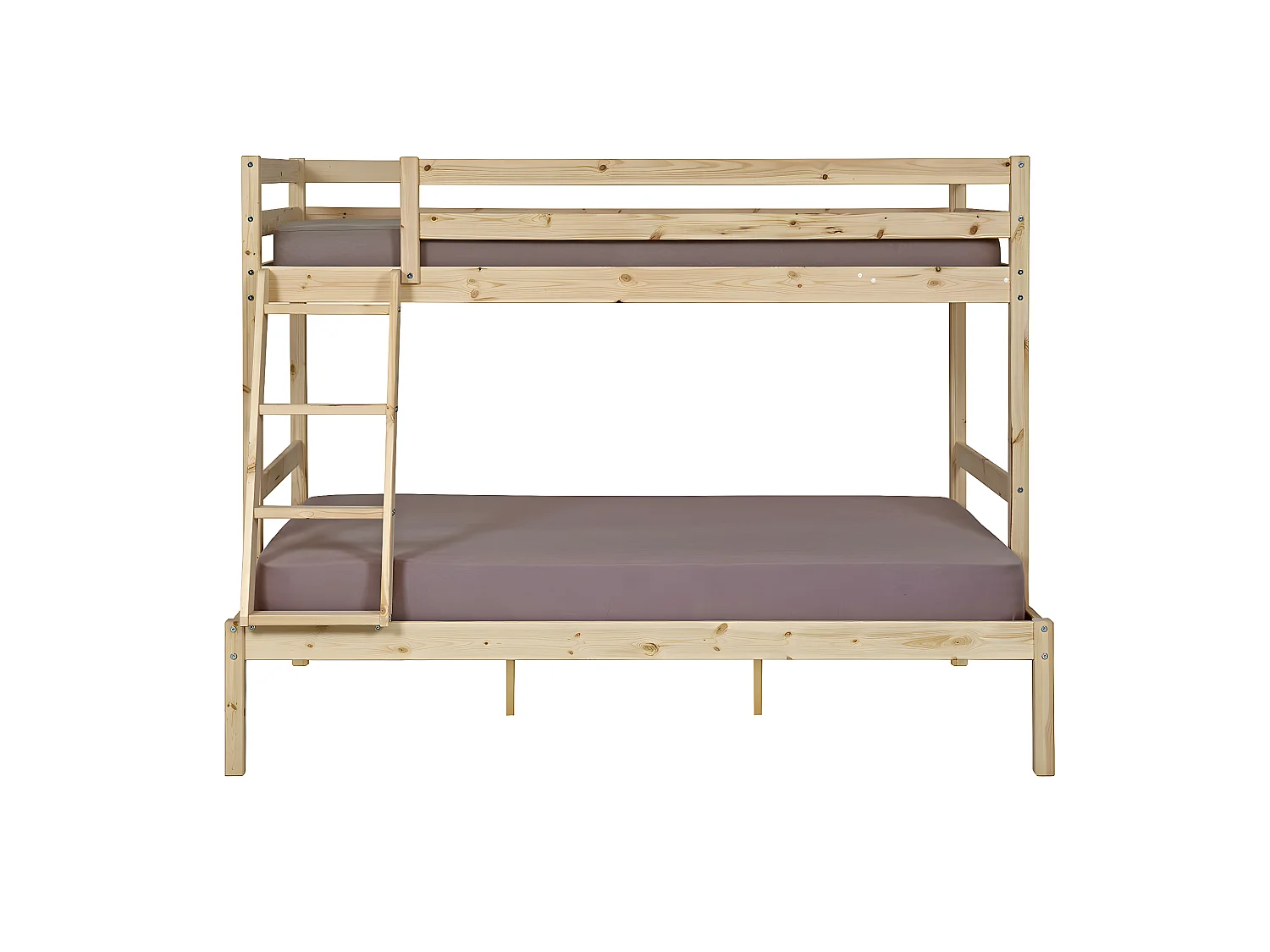 Pack lit superposé avec 2 matelas 140x190 cm bois massif bois naturel JULIAN