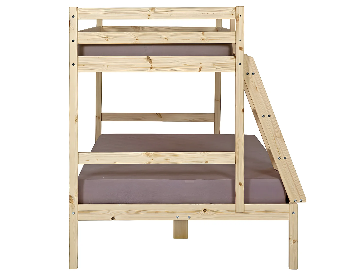 Pack lit superposé avec 2 matelas 140x190 cm bois massif bois naturel JULIAN