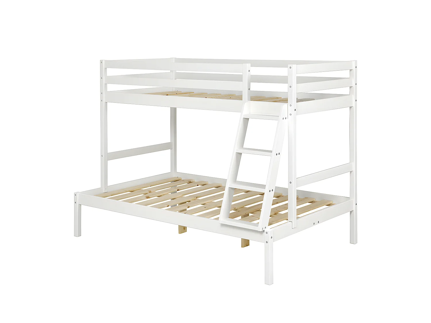 Pack lit superposé avec 2 matelas 120x190 cm bois massif blanc JULIAN