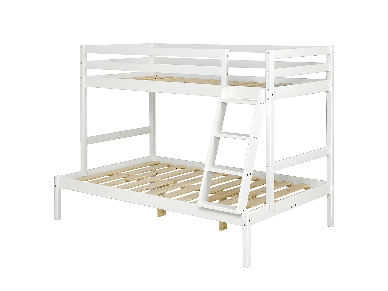 Pack lit superposé avec 2 matelas 120x190 cm bois massif blanc JULIAN
