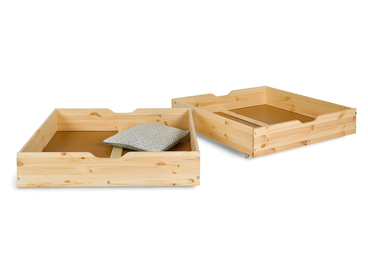 Pack lit superposé séparable avec tiroirs 80x190 cm bois massif bois naturel AARON