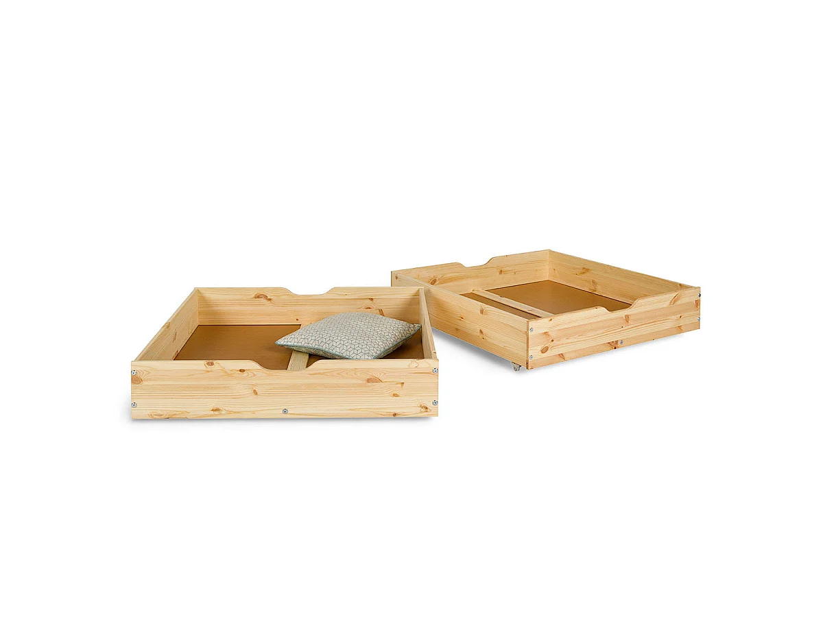 Pack lit superposé séparable avec tiroirs 80x190 cm bois massif bois naturel AARON