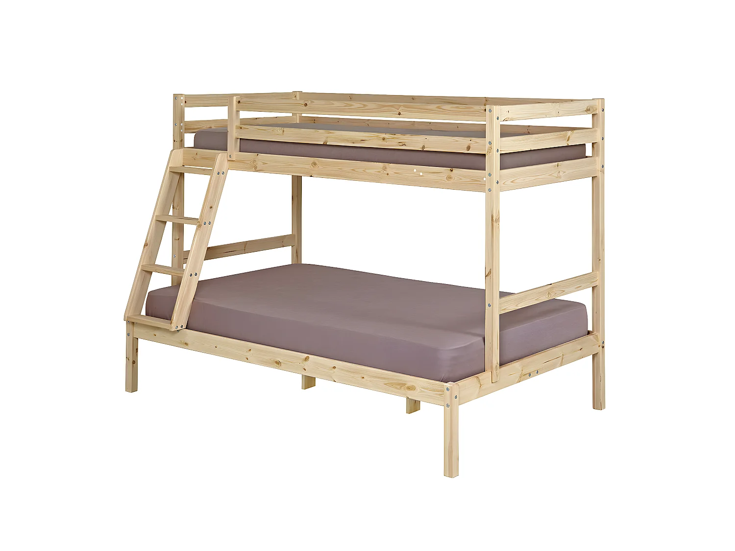 Pack lit superposé avec 2 matelas 120x190 cm bois massif bois naturel JULIAN