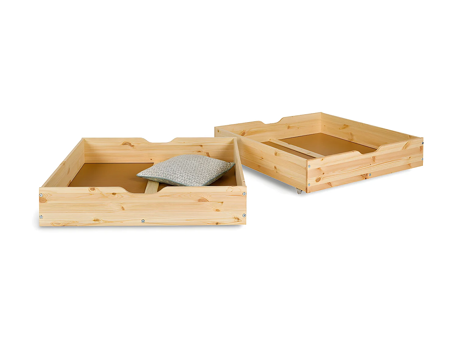 Pack lit superposé séparable avec tiroirs et 2 matelas 90x190 cm bois massif bois naturel AARON