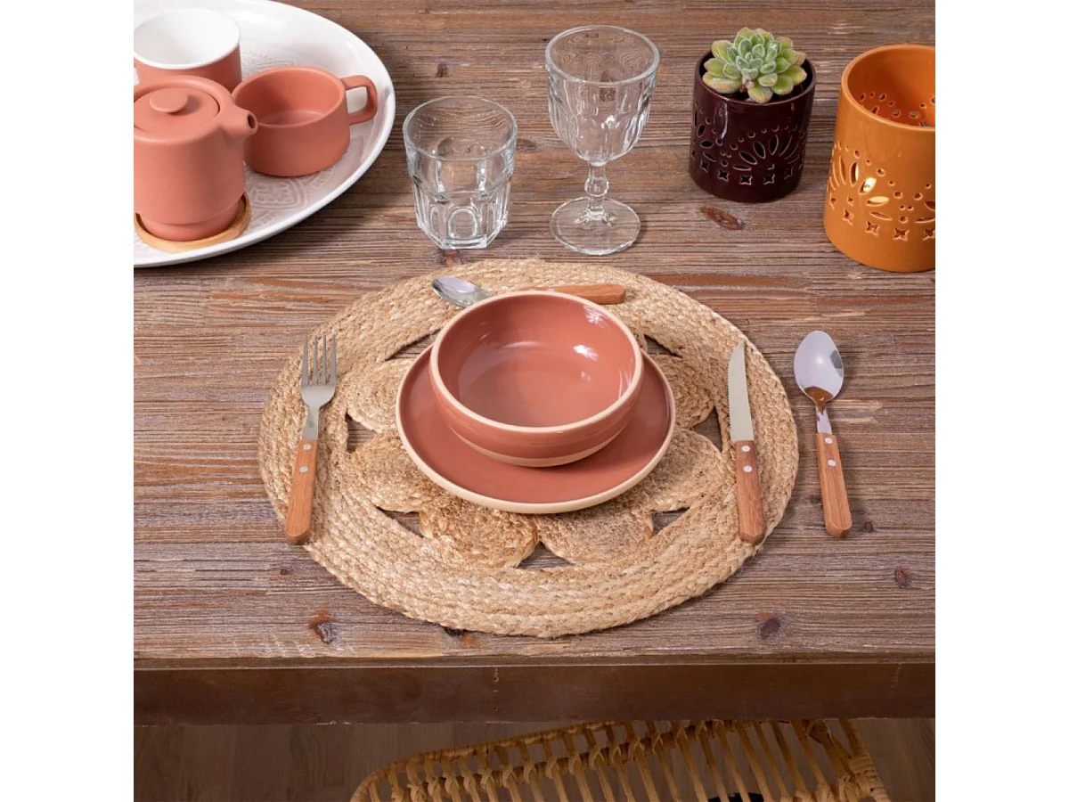Lot de 6 set de table en jute coloris beige -   Diamètre 38 x Hauteur 0,5 cm