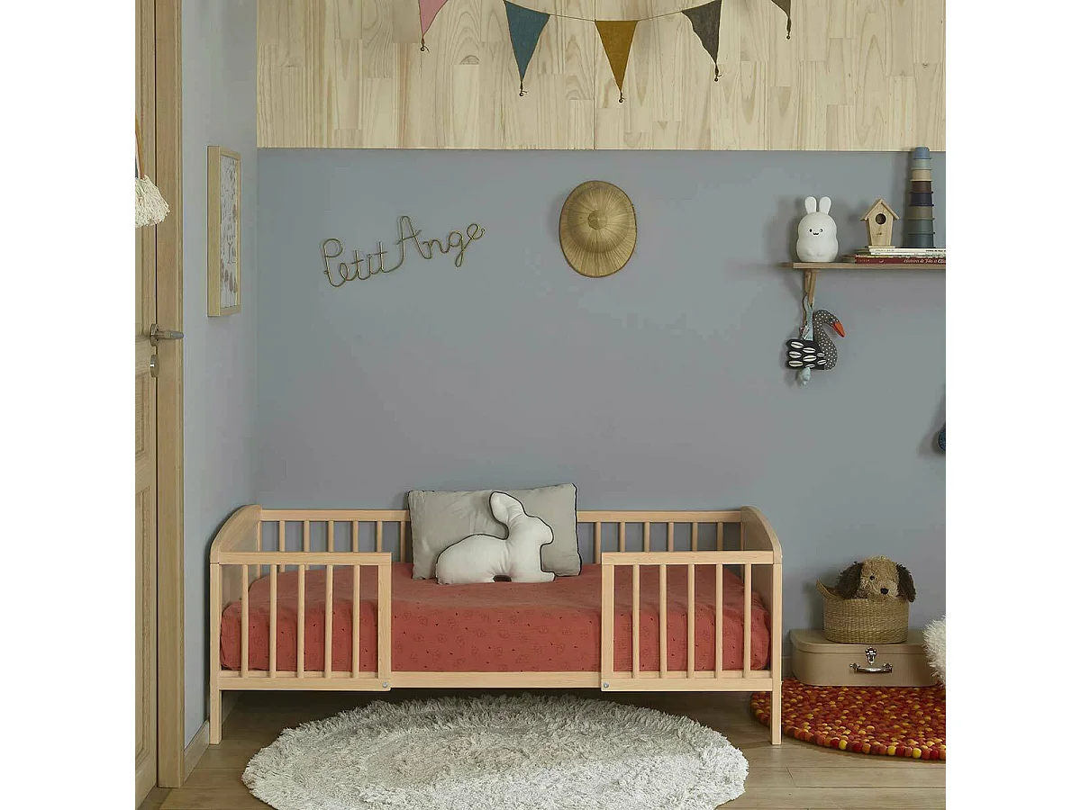 Lit enfant avec barrières 70x140 cm bois massif bois naturel PEYO
