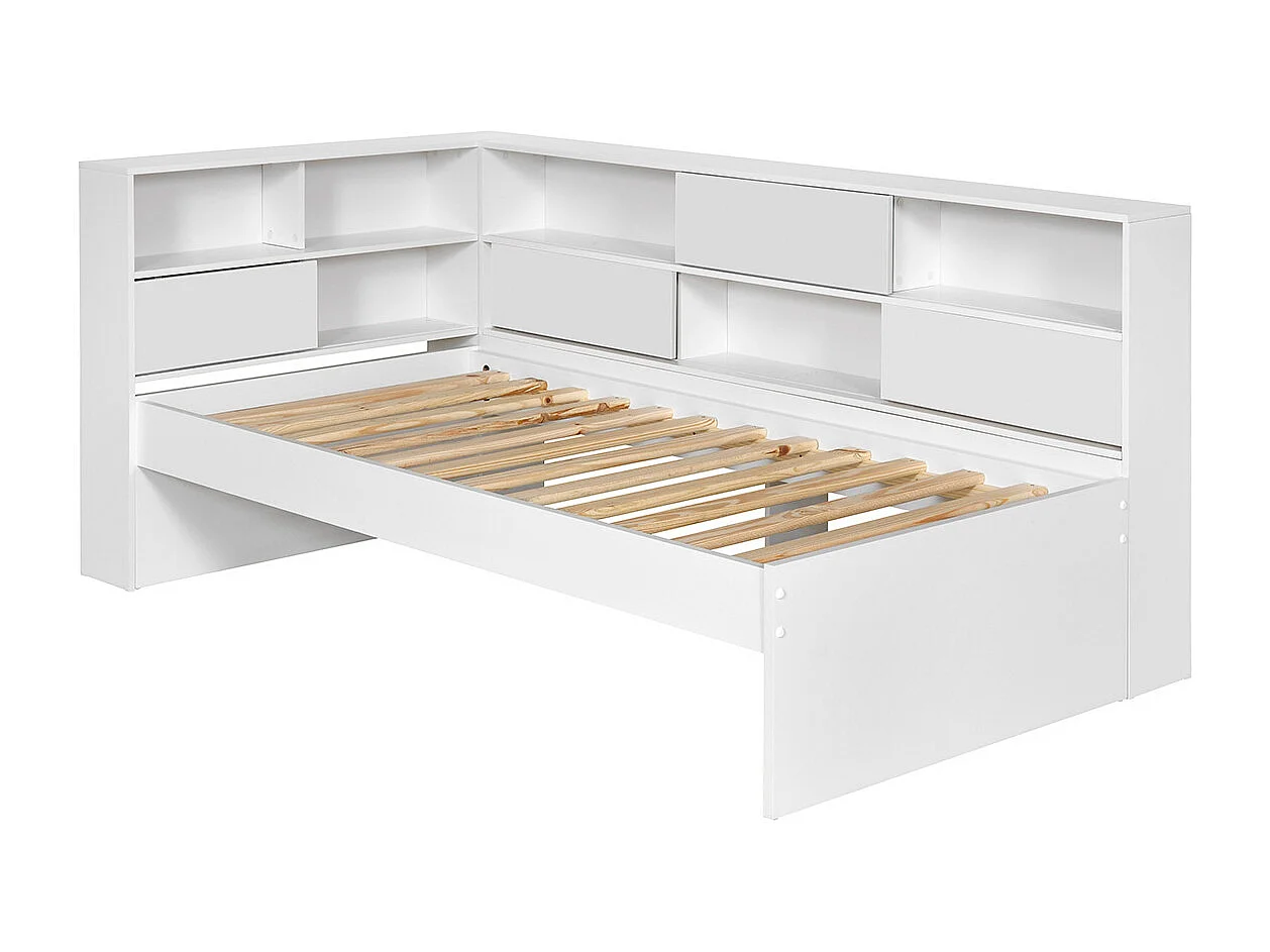 Lit 90x190 cm panneaux de fibres blanc PLAY