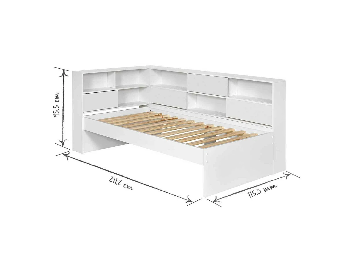 Pack lit cosy avec matelas 90x190 cm panneaux de fibres blanc PLAY