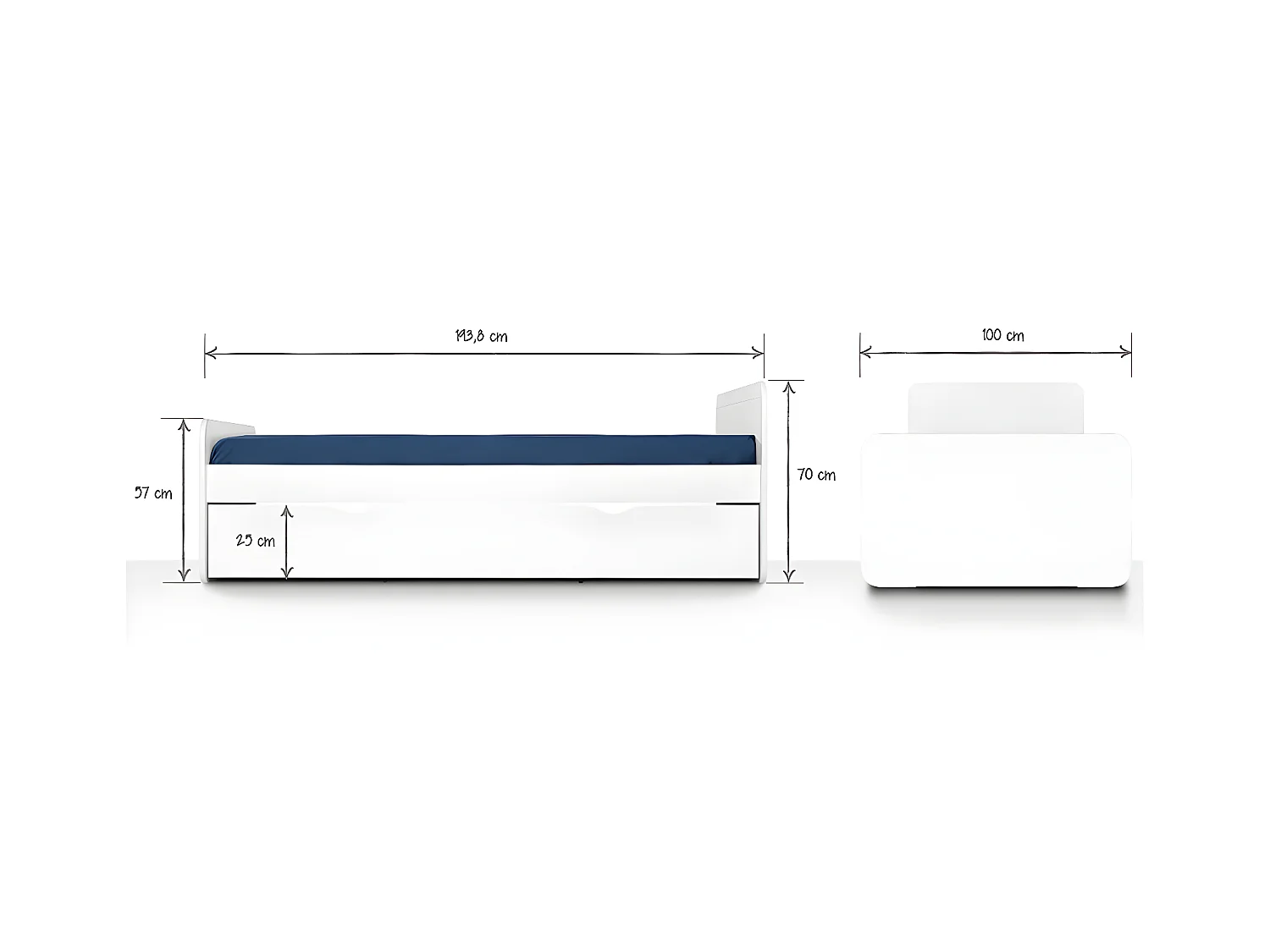 Pack lit avec matelas Clovis   Blanc 90x200 cm