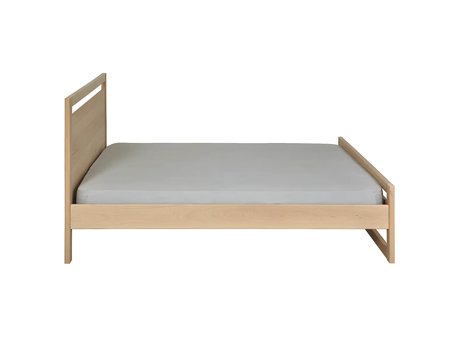 Pack lit avec matelas 140x190 cm bois massif bois naturel LIO