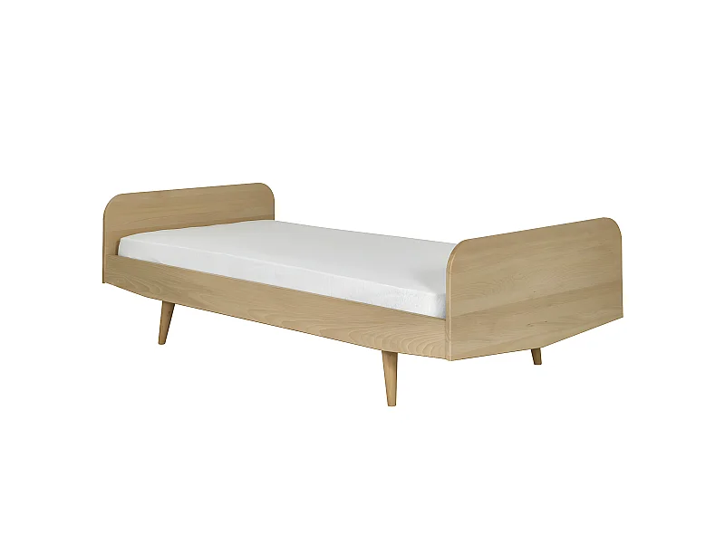 Pack lit avec matelas 90x190 cm bois massif bois naturel BIZO