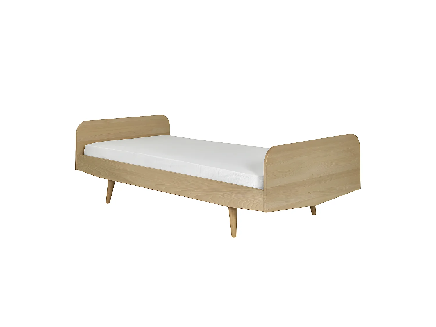 Pack lit avec matelas 90x190 cm bois massif bois naturel BIZO