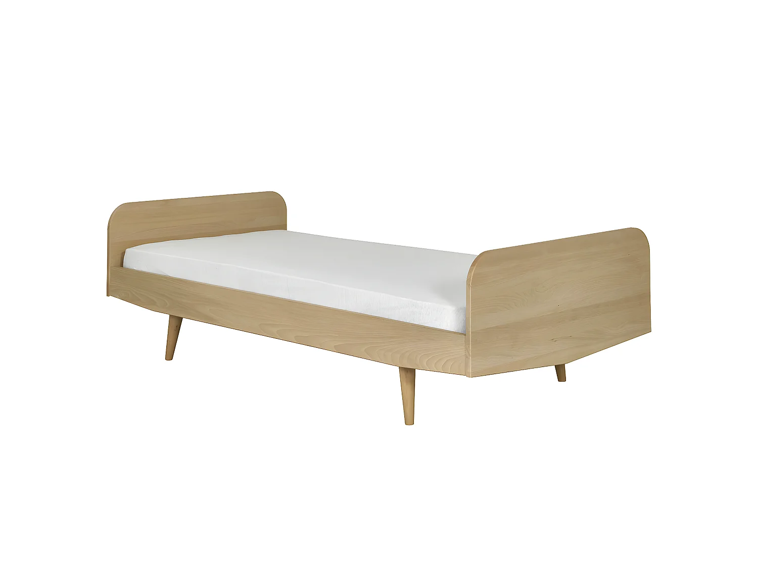 Pack lit avec matelas 90x190 cm bois massif bois naturel BIZO