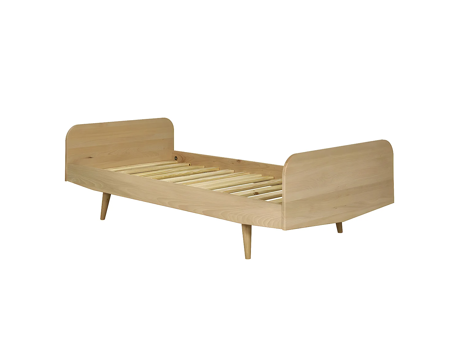 Pack lit avec matelas 90x190 cm bois massif bois naturel BIZO