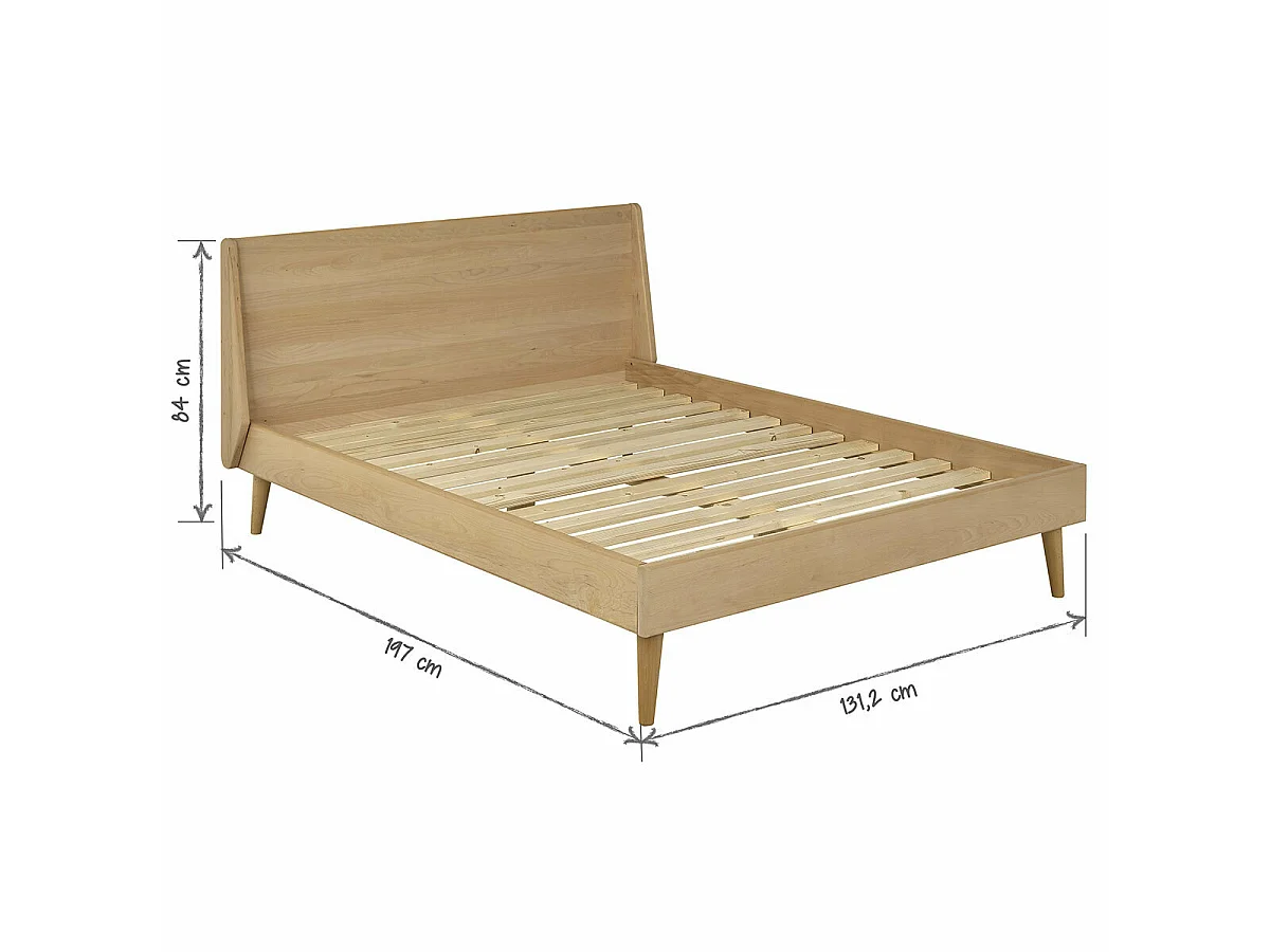 Pack lit avec matelas 120x190 cm bois massif bois naturel MELBA