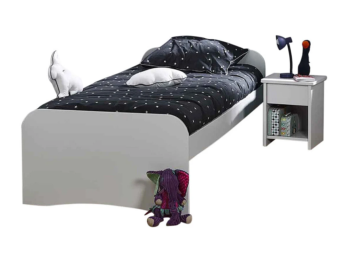 Lit 90x200 cm bois massif blanc THAIS