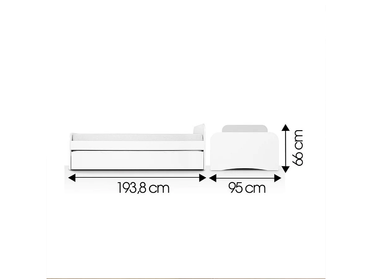 Lit 90x200 cm bois massif blanc THAIS