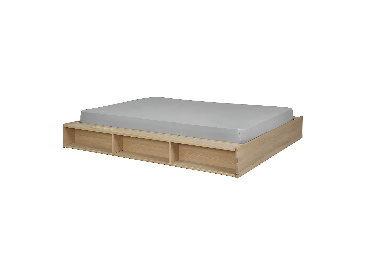Pack lit avec matelas 140x190 cm bois massif bois naturel MALO