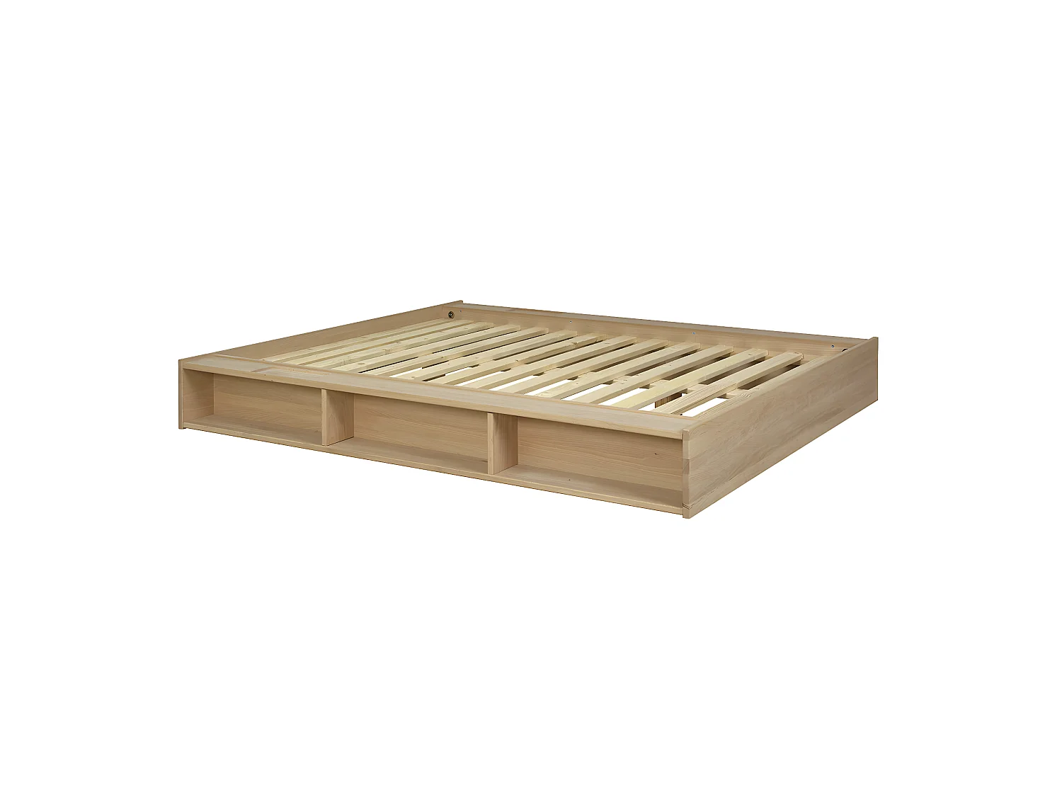 Pack lit avec matelas 140x190 cm bois massif bois naturel MALO